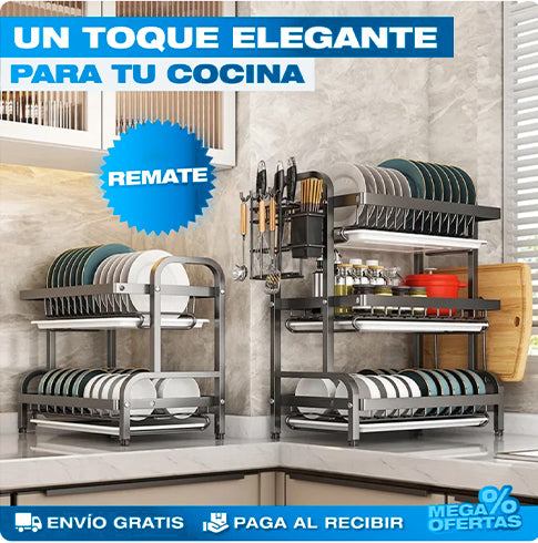 Estante escurridor para platos de 3 niveles