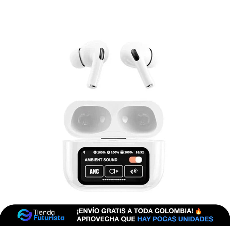 Auriculares inalámbricos A9 PRO con pantalla táctil, cascos TWS con cancelación de ruido, Bluetooth 5,3, compatible con aplicación, batería de larga duración
